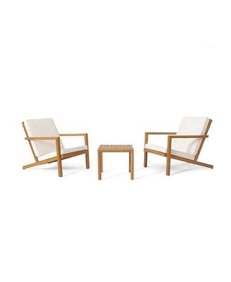 Outdoor Acacia Wood 3 Pc Chat Set