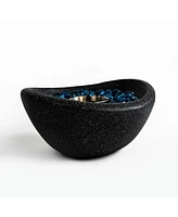 11 in. W Direct Vent Portable Concrete Ethanol Tabletop Fireplace in White and Blue