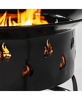 Mini Fire Pit Outdoor Portable Fire Pit Steel Camping Fire Pit with Lava Rocks,Instant Ignition and Adjustment