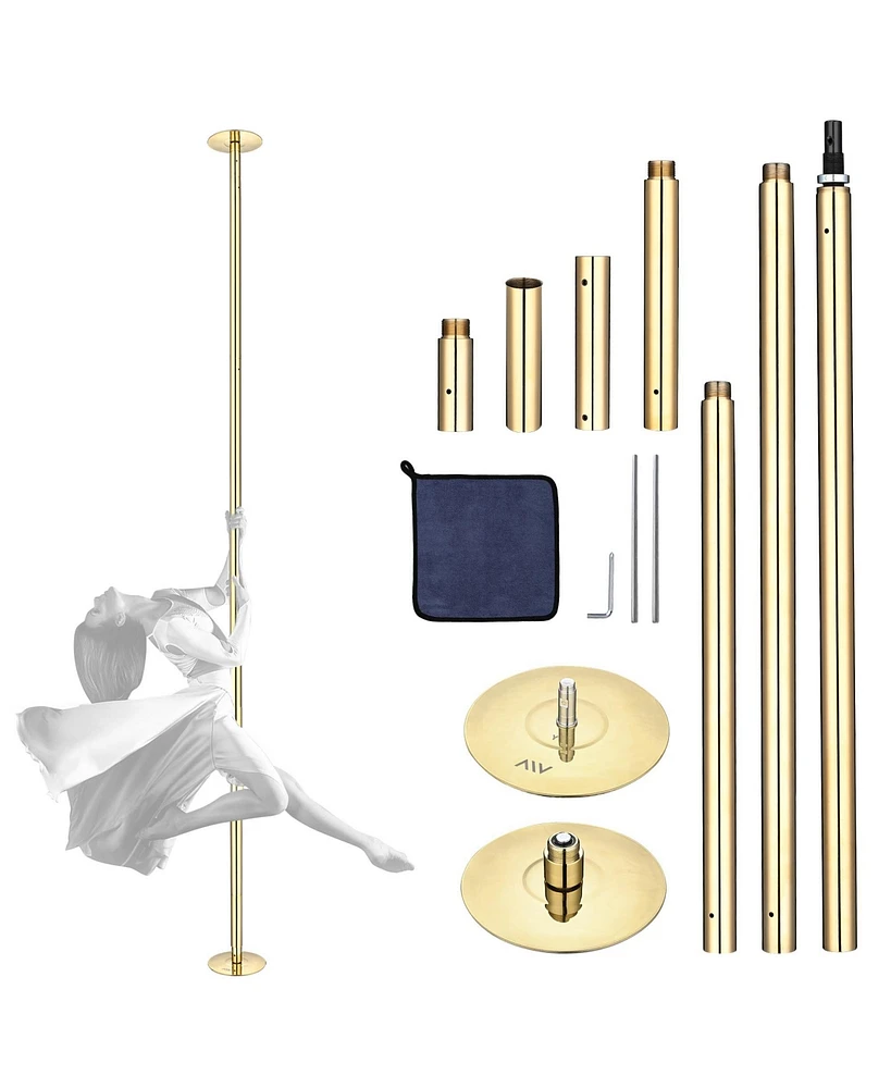 Yescom 11 Ft Spinning Static Dancing Pole Kit w/ Extensions Fitness Dance Exercise Gold