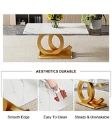 Modern Dining Set: Table & 4 Pu Leather Chairs