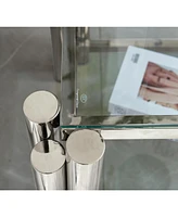 20" Square Glass End Table - Silver