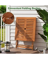 29.5 Inch x 29.5 Inch Patio Dining Table with Teak Painting and Umbrella Hole