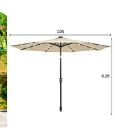 10 Feet Outdoor Patio Umbrella with Bright Solar Led Lights