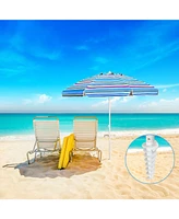 7.2 Feet Portable Outdoor Beach Umbrella with Sand Anchor and Tilt Mechanism