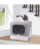Bingopaw Cats Litter Box Detachable Top & Slide-Out Tray With Scoop