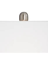 Todd 30" Tall Large Rectangular Modern End Table Lamps Set of 2 Usb Port Ac Power Outlet Silver Brushed Nickel Finish Metal Living Room Charging