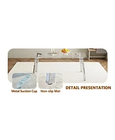 Glass Top Dining Set: Table & 6 Gray Pu Chairs