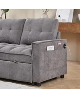 Reclining Pull-Out Sofa Bed w/ Usb & Storage