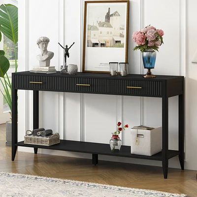 Streamdale Furniture High-Quality Entryway Console Table with Vertical Stripe Drawers, Long Legs,Suitable for Entryway, Hallway, Living Room, Foyer, C