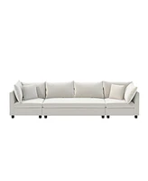 Modern 4-Seat Modular Sectional Sofa with Pillows, Minimalist Style