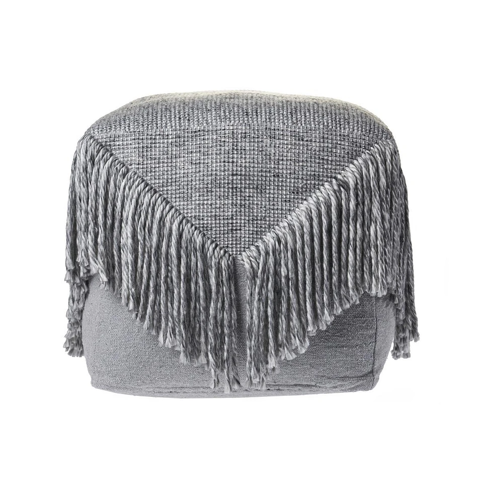 18" Grey Wool Ottoman