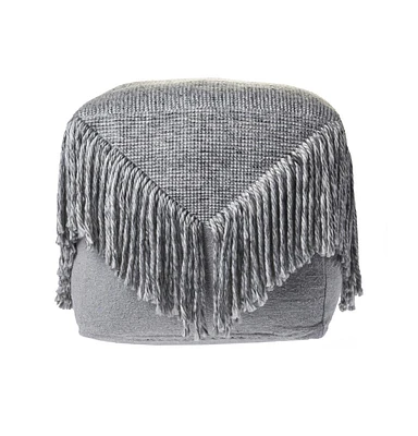 18" Grey Wool Ottoman