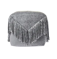 18" Grey Wool Ottoman