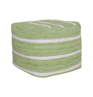 Cotton Cube Striped Pouf Ottoman for Living Room Seating and Decor