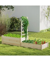 Raised Garden Bed with Trellis 87 Inch Wooden Elevated Planter with 2 Planter Boxes