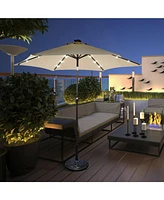 9 Feet Solar Led Lighted Patio Market Umbrella with Tilt Adjustment without Base