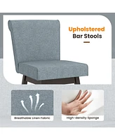 27 Inch Counter Height Bar Chairs with Rubber Wood Legs Set of 2