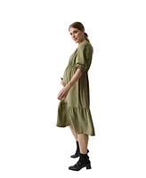 Ingrid + Isabel Maternity Versatile Midi Dress Olive Xl