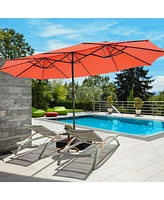 15 Feet Double-Sided Patio Umbrella with 48 Led Lights