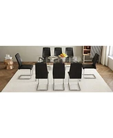 71" Rectangular Glass Table & Pu Chairs