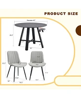 Round Gray Dining Set - Table & 4 Chairs
