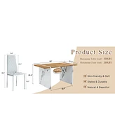 55" Dining Table & 6 Light Gray Chairs - Minimalist Style
