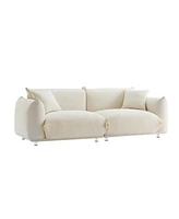 Oversized White Sherpa Loveseat Sofa with Metal Legs