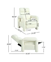 Beige Push Back Recliner with Adjustable Backrest