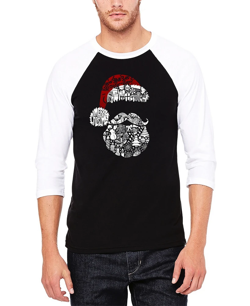 La Pop Art Men's Santa Pics Raglan Baseball Word T-Shirt
