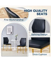 Black Pu Dining Chairs - Gold Legs, Set of 6