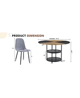 47" Round Dining Set: Table with Storage & 4 Linen Chairs