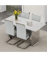 Snow Mountain White Sintered Stone Dining Set