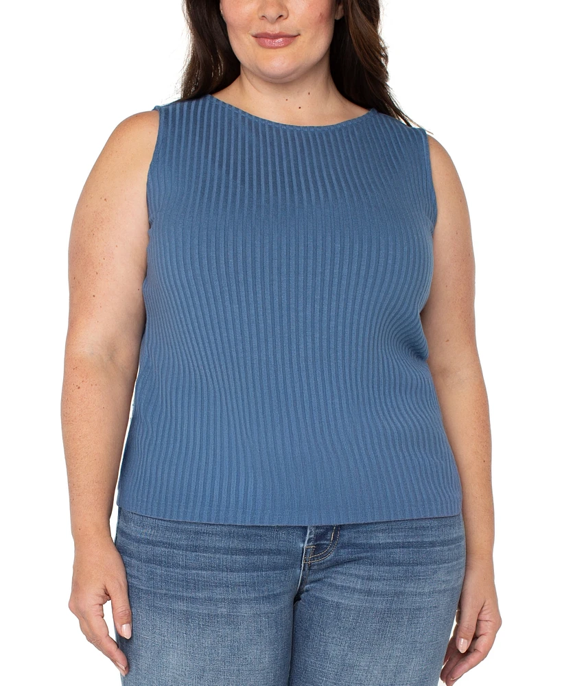 Liverpool Plus Ribbed Boat-Neck Sleeveless Top