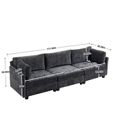 111.42x32.28" 3-Seater Chenille Sofa - Comfy, Cloud-Soft, with Side Pocket