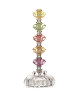 Bohemian Traditional Chic Style Accent Table Lamps 21" High Set of 2 Multi Colored Stacked Glass Deep Pink Bell Shade Decor for Kids Girls Room B