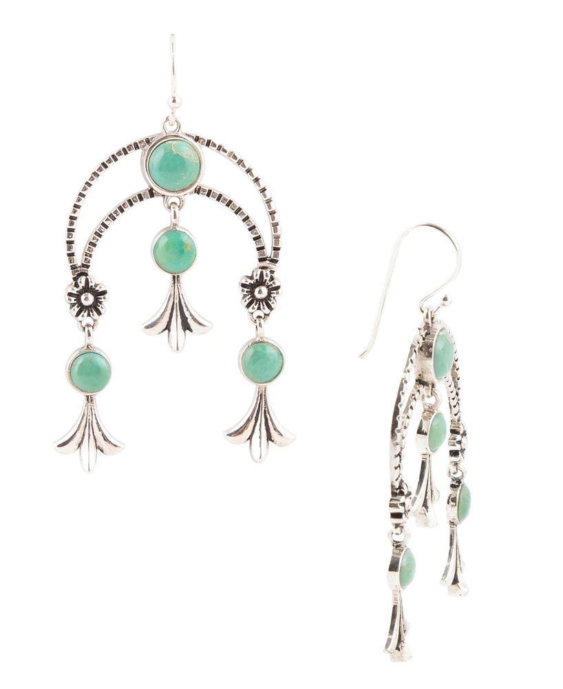 Barse Floral Chandelier Blue Turquoise and Sterling Silver Earrings