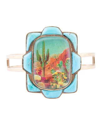 Barse Scenic Sedona Blue Turquoise and Golden Cuff Bracelet