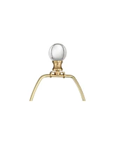 Halston Modern Buffet Table Lamps Set of 2 with Dimmer 32 1/2" Tall Skinny Brass Metal Stacked Crystal Off-White Fabric Drum Shade Living Family