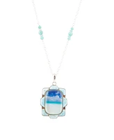 Barse Scenic Beach Blue Larimar and Sterling Silver Pendant Necklace