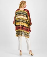 Anne Klein Women's Tie-Dyed Tie-Neck Kimono