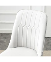 71" Pandora Glass Dining Set: Table & 8 White Pu Chairs