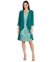 R & M Richards Women's Drape-Front Jacket and Necklace Dress Set