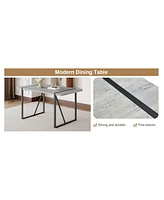 Grey Marble Table & 6 Pu Chairs