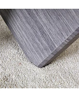 33.4" Round Glass Coffee Table - Grey Patterned Legs