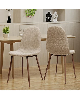 Wheat Fabric Dining Chairs - Set of 2