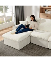142" Cloud Sectional Sofa with Chaise, U-Shaped, Beige