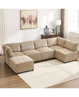 U-Shaped Modular Sectional Sofa with Reversible Chaise