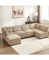 U-Shaped Modular Sectional Sofa with Reversible Chaise