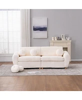 84" White Corduroy Sofa Couch
